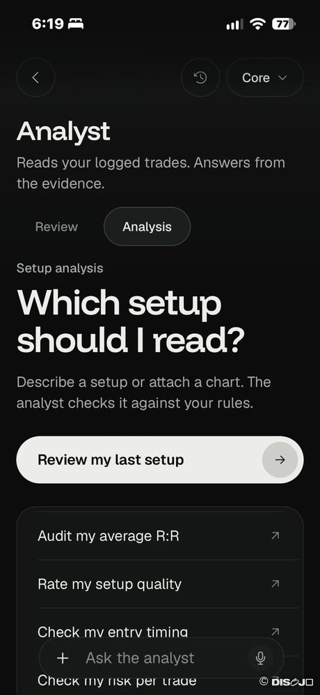 Mentable analyst screen with prompts such as reviewing the last setup