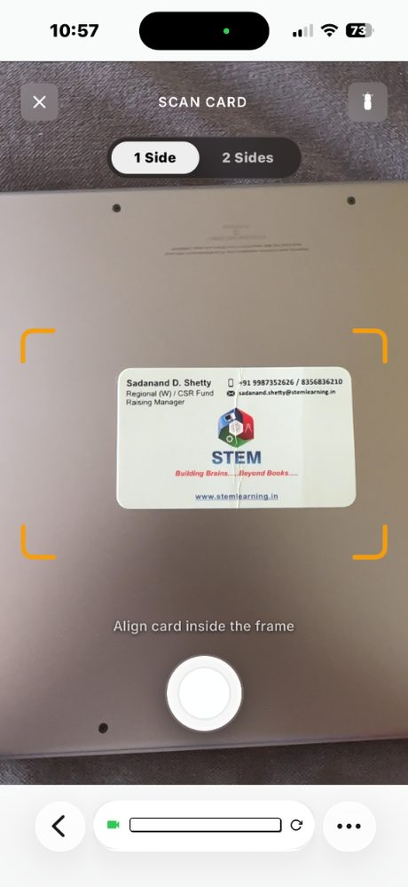 Nature’s Blend card scanner screen