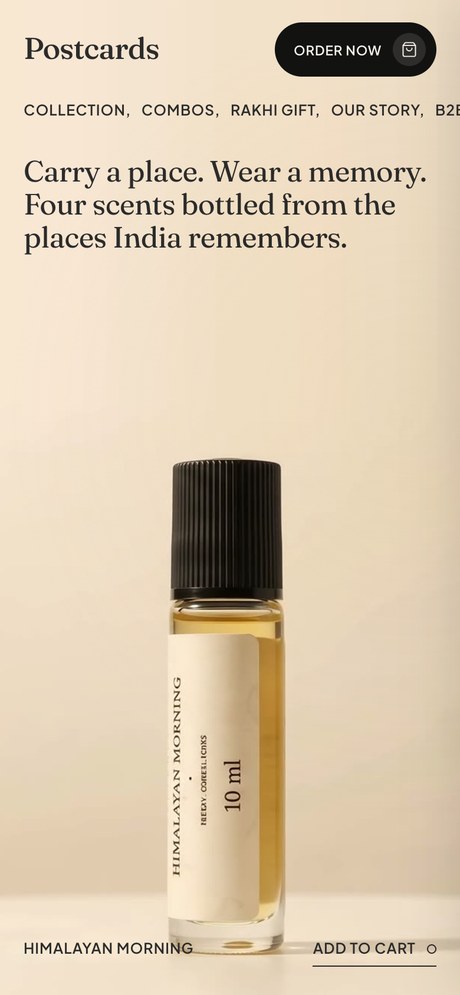 Postcards Perfumes on a phone